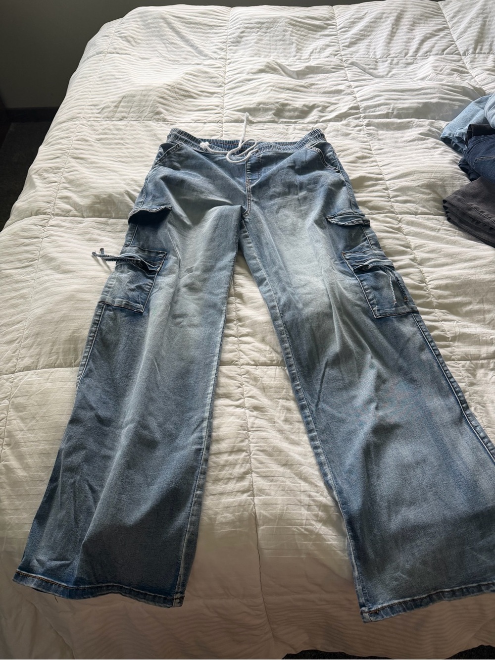 VIP Light Blue Wide-Leg Cargo Jeans